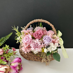 感謝の気持ちを伝えるフラワーバスケット -Antique pink