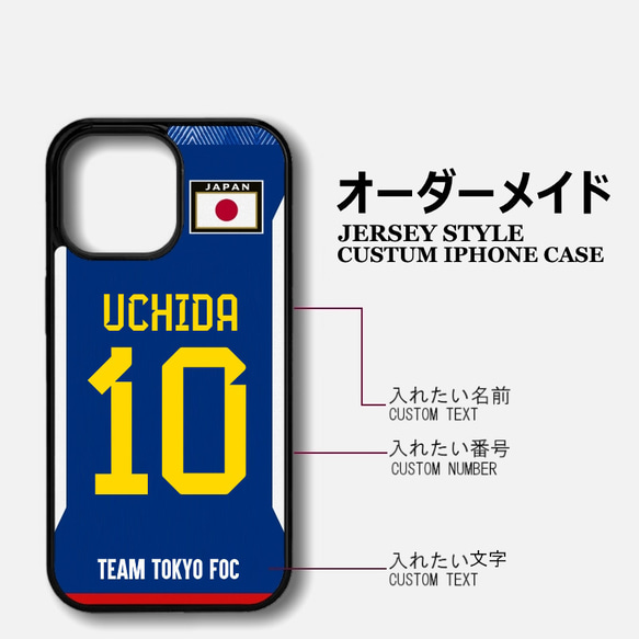 オーダーメイド iPhoneケース 背番号 名入れ Football サッカー フットサル 女子サッカー 日本代表 W杯 1枚目の画像