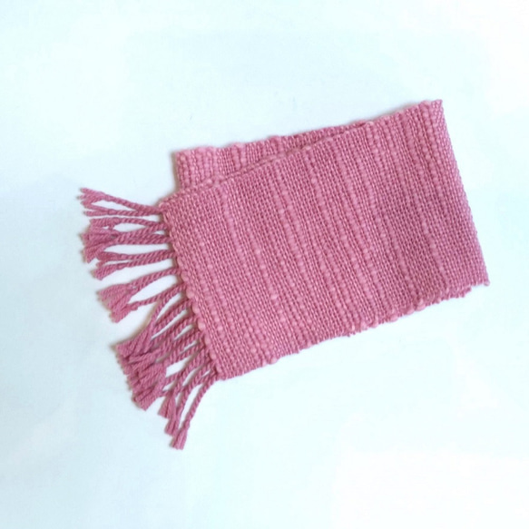 草木染毛糸の手織りマフラー　Ｍ-155 5枚目の画像