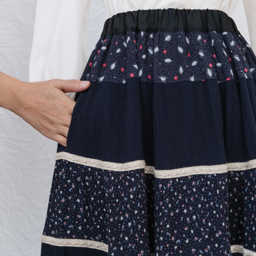 クリアランスセール}【古着リメイク 一点物】REmake skirt (3-18