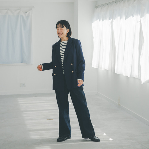 ﾓﾘﾉｶﾞｯｺｳ 女優 高山 都さん着こなすダブルジャケット(ネイビー) 紺ブレ