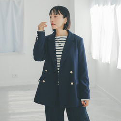 定価7.1万♡新品タグ付♡ガサ　スプリングコート　インディゴ　ベルト　リネン　紺 ◉秋口〜春先にぴったり◉ ダブルボタンロングコート インディゴ