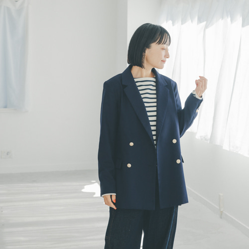 ﾓﾘﾉｶﾞｯｺｳ 女優 高山 都さん着こなすダブルジャケット(ネイビー) 紺ブレ