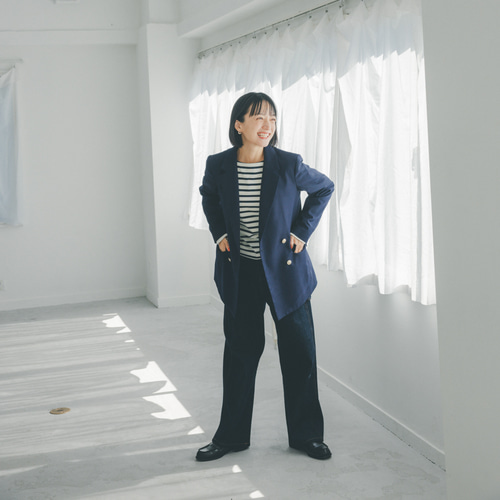 ﾓﾘﾉｶﾞｯｺｳ 女優 高山 都さん着こなすダブルジャケット(ネイビー) 紺ブレ