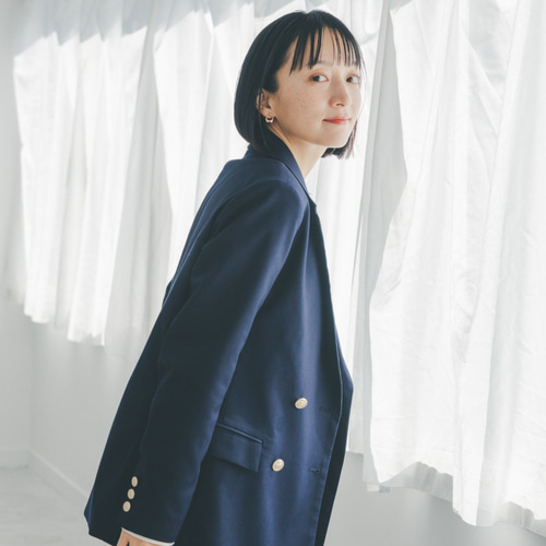 ﾓﾘﾉｶﾞｯｺｳ 女優 高山 都さん着こなすダブルジャケット(ネイビー) 紺ブレ