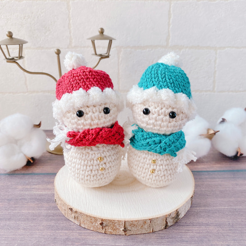 サンタさんのお帽子でおめかしくまさんあみぐるみ クリスマス