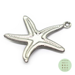304ステンレス製のヒトデのやや大きめチャーム（シルバーカラー）2個セット #C-0208 3枚目の画像