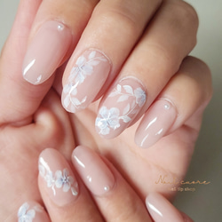 手書きフラワーネイル/ブライダル/結婚式/お呼ばれ/前撮り