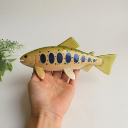 アマゴ（スタンディング）　( 木 魚 置物 amago trout / fish / wood animal ) 5枚目の画像
