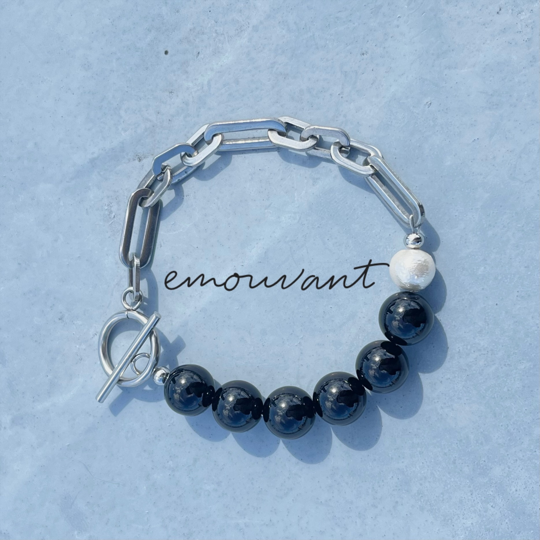 「成功に導く」オニキス コットンパール アレルギー対応マンテルステンレス 天然石 4,505円