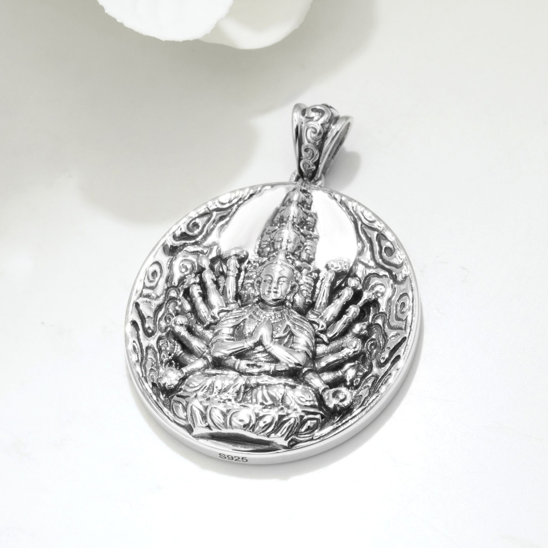 千手観音の彫りペンダントトップ 即発送可 20231019-038