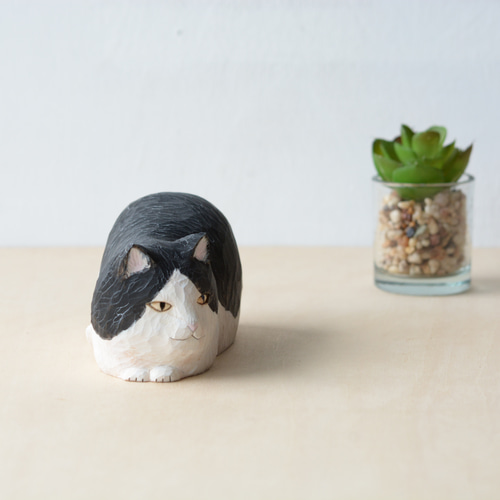 天然クリスタル「招き猫」置物 左手を挙げている猫【金運UP