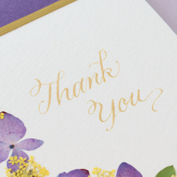 押し花とカリグラフィーのサンキューカード【Thank You】　本物のお花のお礼状　気持ちを伝えるメッセージカード 3枚目の画像