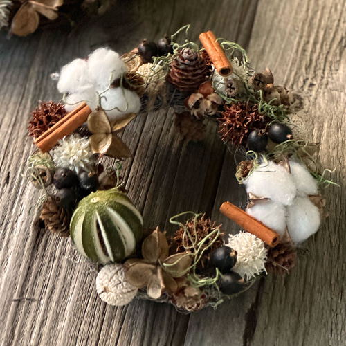 natural christmas wreath ドライフラワー 木の実 リース 木の実たっぷり秋冬ナチュラルリース [クリスマスリースにもおすすめ