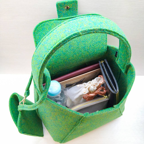 ペットボトル再生フェルト】カラフルワンハンドルバッグ〈4色展開