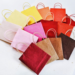 和紙のミニ紙袋 暖色系 選べる３枚セット メッセージタグ付き 1枚目の画像
