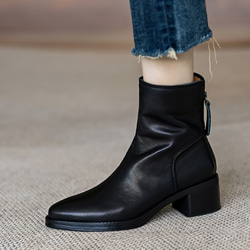 脚をキレイに魅せるフォルムショートブーツ。痛くない 滑らない 3e おでかけ 普段使い 外反拇趾 甲高 幅広 痛くない 4枚目の画像