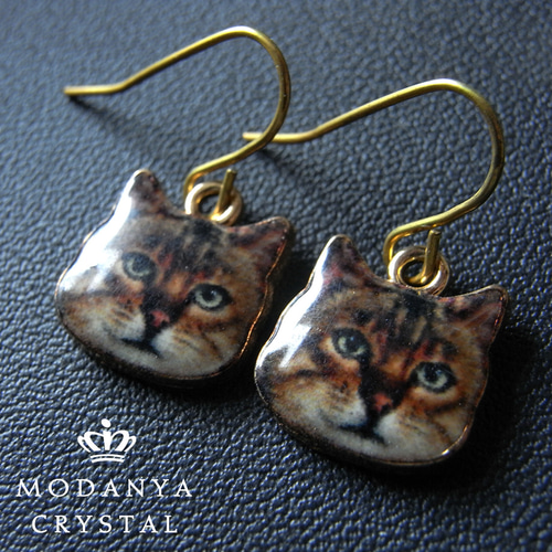 キジトラ猫ちゃんお顔のピアス ピアス（フック・チェーン