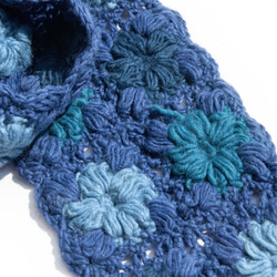 手編みウールスカーフ、フラワーかぎ針編みスカーフ、かぎ針編みスカーフ、手編みスカーフ - 花のようなブルー クリスマス交換ギフト 8枚目の画像