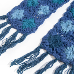 手編みウールスカーフ、フラワーかぎ針編みスカーフ、かぎ針編みスカーフ、手編みスカーフ - 花のようなブルー クリスマス交換ギフト 3枚目の画像