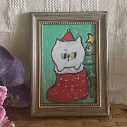 絵画。原画手描き【かわいい猫の楽しいクリスマス】01 3枚目の画像