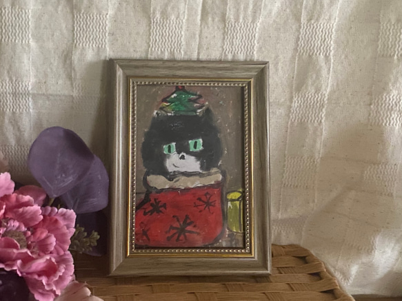 絵画。原画手描き【かわいい猫の楽しいクリスマス】02 3枚目の画像