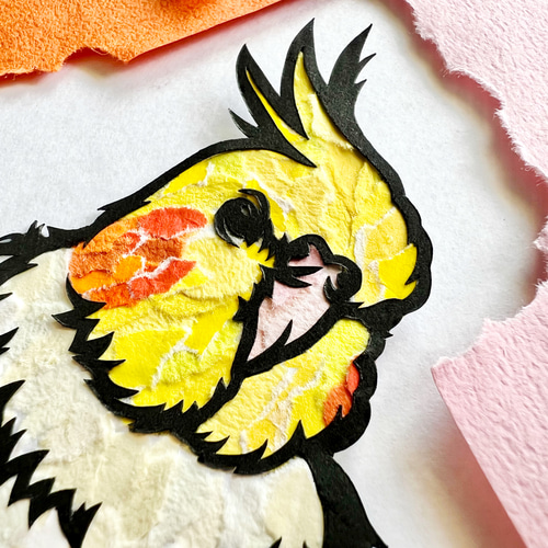 受注生産【切り絵×ちぎり絵】okame-inko -ｵｶﾒｲﾝｺ×ﾄﾏﾘｷﾞ- 原画