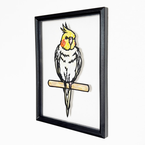 オカメインコ【ちぎり絵】 受注生産【切り絵×ちぎり絵】okame-inko -ｵｶﾒｲﾝｺ×ﾄﾏﾘｷﾞ- 原画