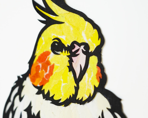 オカメインコ【ちぎり絵】 切り絵×ちぎり絵】okame-inko -ｵｶﾒｲﾝｺ×ﾄﾏﾘｷﾞ- 原画アート