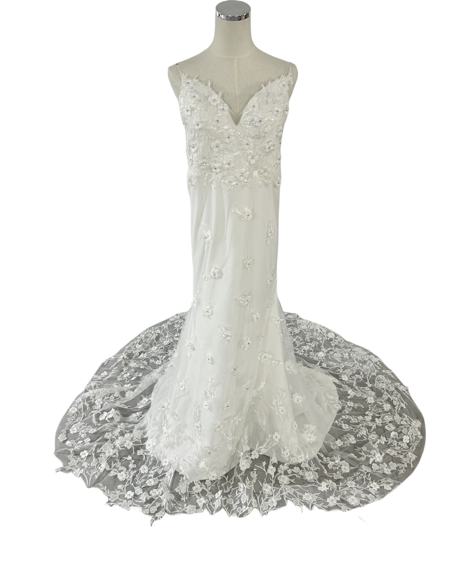 ウェディングドレス  バックレス  総レース  花モチーフ  ソフトマーメイドライン  花嫁