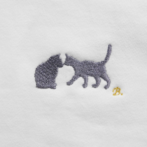 猫の鼻ちょん刺繍入りスウェット　10.0オンス　クールネック 7枚目の画像