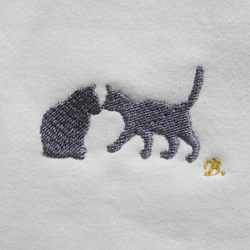 猫の鼻ちょん刺繍入りスウェット　10.0オンス　クールネック 1枚目の画像