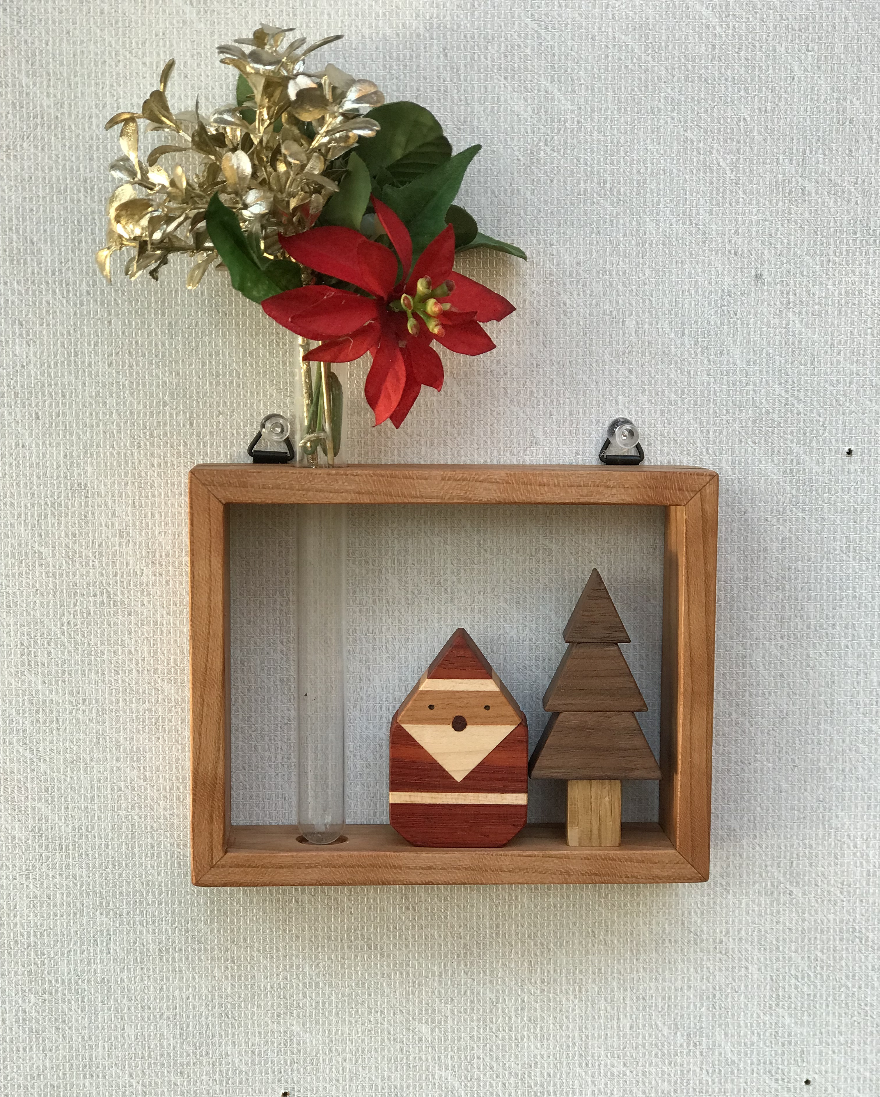 Creema限定サンタ&もみの木付き壁掛け一輪挿しframe