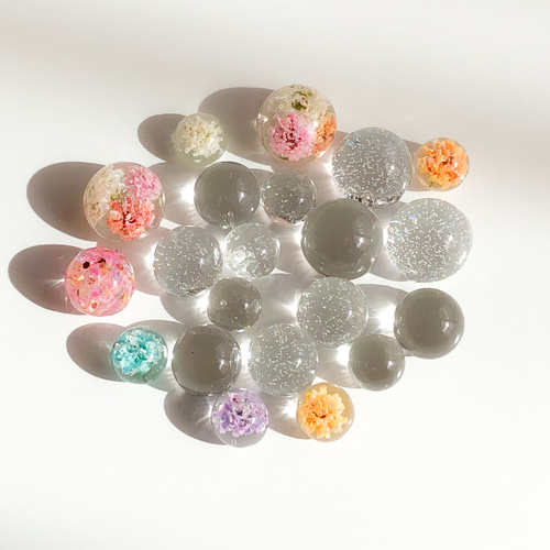 レジンカボション 球体 クリア&バブル 12個セット レジン・樹脂