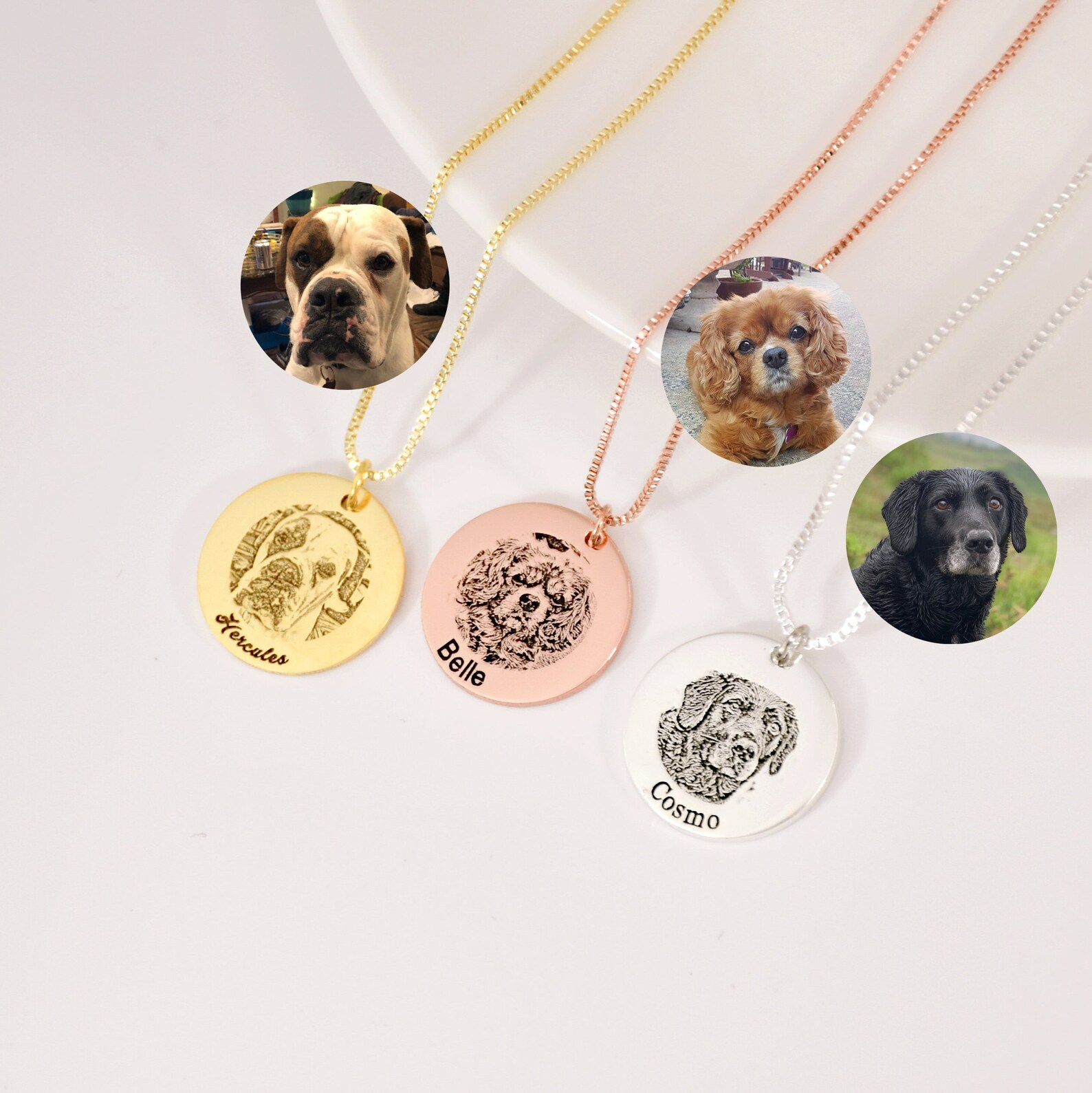 オーダーメイド うちの子ネックレス ペットネックレス肖像画 ネームネックレス犬猫似顔絵  誕生日/ペットロス/メモリアル