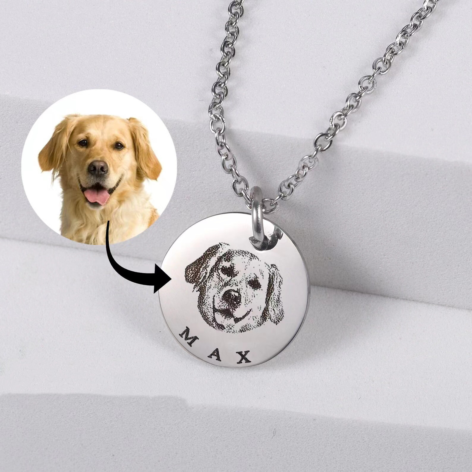 オーダーメイド うちの子ネックレス ペットネックレス肖像画 ネームネックレス犬猫似顔絵  誕生日/ペットロス/メモリアル 4,402円