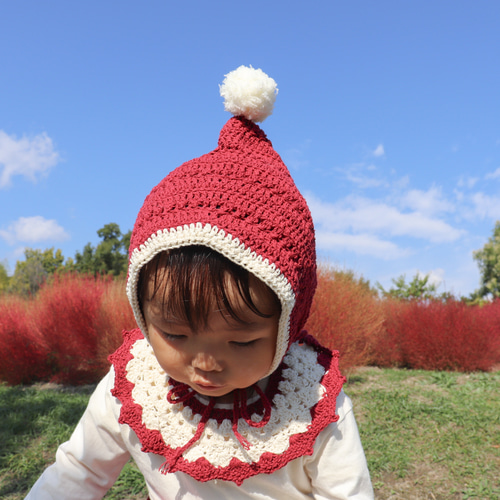 ピクシーボンネット サンタさんver 帽子(ベビー・キッズ) mimo.cona