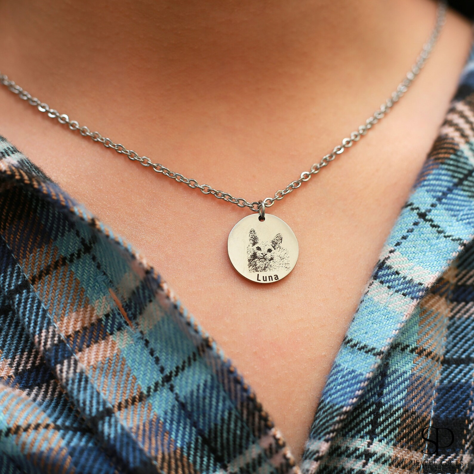 オーダーメイド うちの子ネックレス ペットネックレス肖像画 ネームネックレス犬猫似顔絵  誕生日/ペットロス/メモリアル