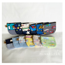 送料無料！ポケットティッシュ　ミニポーチ⭐︎デニム風⭐︎男の子　幼稚園　入園準備　カード入れミニ財布　コインケース 8枚目の画像