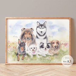 ［受注制作］［原画］ペット似顔絵アート◆A3サイズ　送料無料 受注制作ペットの油絵額入りSM 絵画 mimoza 通販 6440019