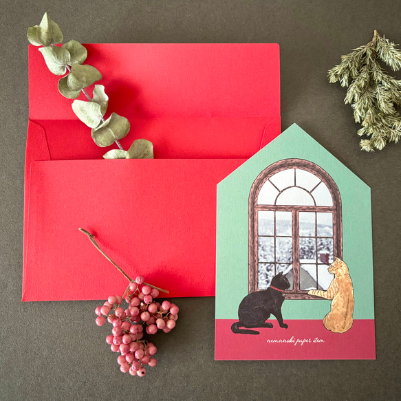 ある冬の日の窓辺　メッセージカード 1枚目の画像