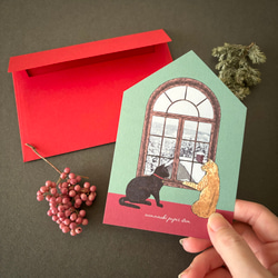 ある冬の日の窓辺　メッセージカード 2枚目の画像