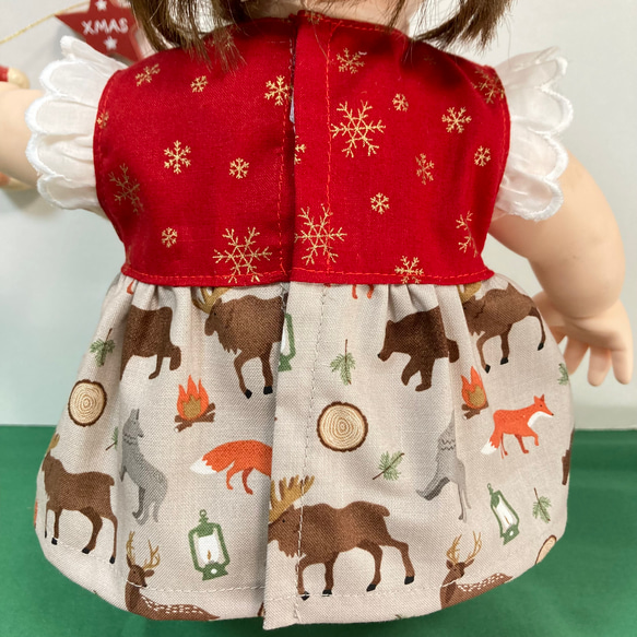 動物たちのクリスマスワンピース☆　ぽぽちゃん　服　ワンピース 3枚目の画像