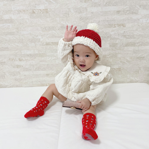 サンタ帽子マフラー赤ちゃん写真撮影記念写真