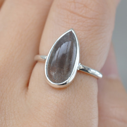 ラブラドライト　ティアドロップ カボション リング 　Labradorite　Bezel Setting ring 8枚目の画像