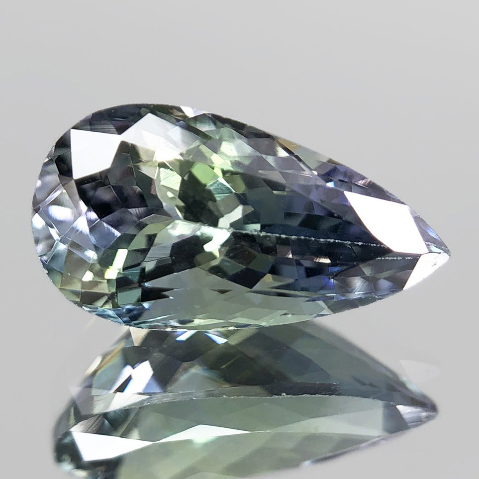 ◆ ソ付 非加熱タンザナイト 3.117ct ルース ペアシェイプ バイカラー