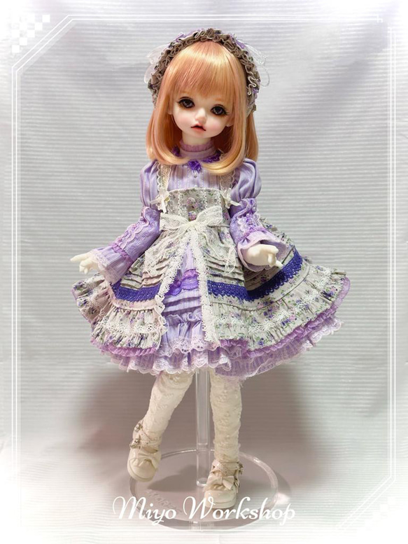 4点BJDベビー服ローゼンリート1/4パープルドレス6ピーススーツ 1枚目の画像