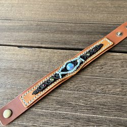 【Labradorite Macrame Leather Bracelet】ラブラドライトのマクラメレザーブレスレット 7枚目の画像