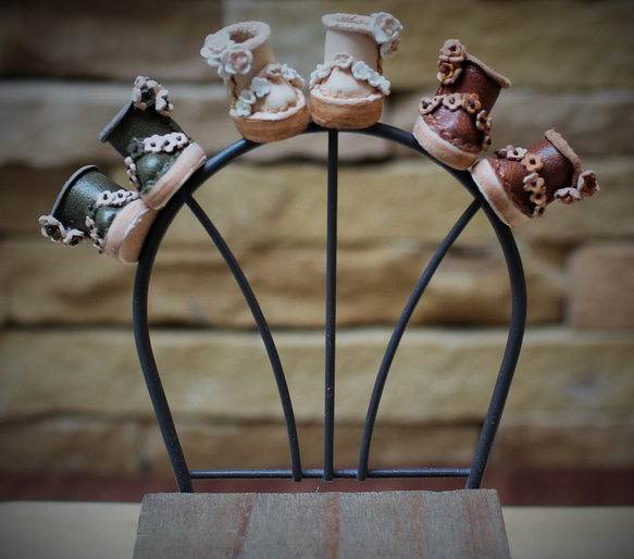 ☆プチブライス 靴 お花畑ブーツ お花 ☆ プチブライス ☆ 牛ヌメ革