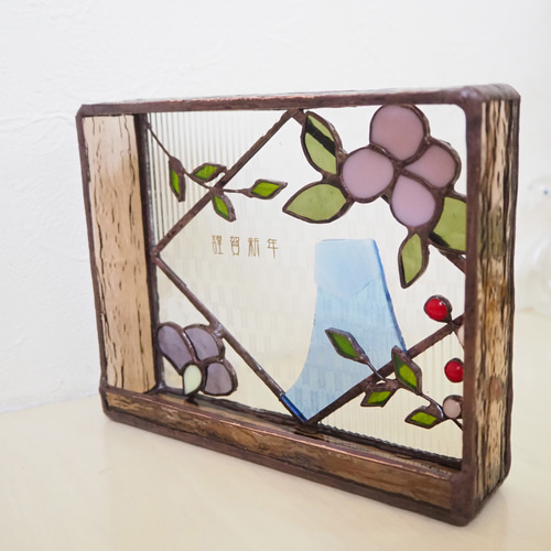 フォトフレームタイプ> ステンドグラスのお正月飾り その他インテリア